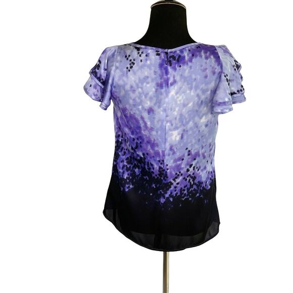MICHAEL KORS Purple Print Short Sleeves Blouse Size 2 - Picture 2 of 9